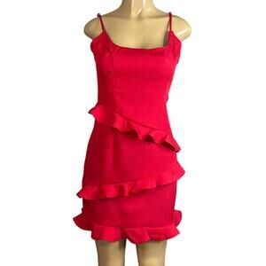 Saints + Secrets Frilled To Meet You Mini Dress Sleeveless Red SZ Large NWT